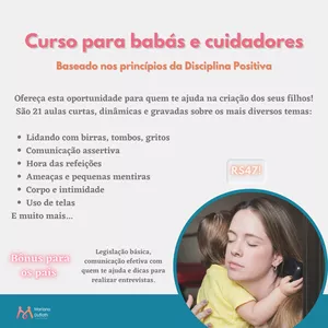 Imagem principal do produto Curso para Babás e Cuidadores baseado nos princípios da Disciplina Positiva