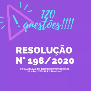 Imagem de capa para o Ebook 120 questões RESOLUÇÃO N° 198/2020 FISCALIZAÇÃO DO EXERCÍCIO PROFISSIONAL DA ARQUITETURA E URBANISMO