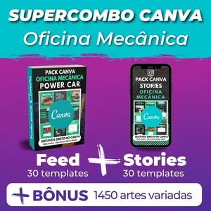 Imagem principal do produto Canva Supercombo Oficina Mecânica Feed + Stories +Kits Bônus +1000 Artes