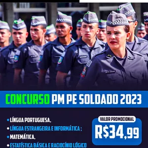 Imagem de CURSO ONLINE POLÍCIA MILITAR PE 2023 criado por Concursos Online na hotmart