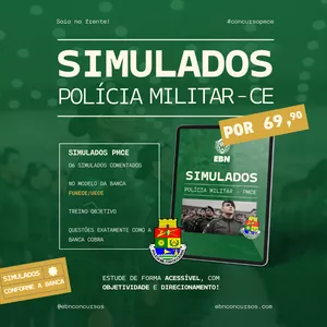 Imagem de capa para o Ebook SIMULADOS PMCE 2025 - EBN CURSOS