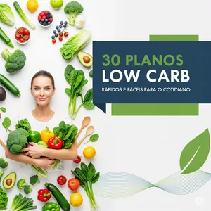 Imagem de capa para o Ebook 30 planos Low-Carb fáceis e rápidos para o dia a dia