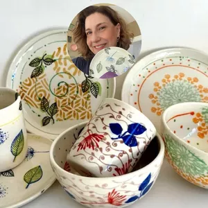 Imagem de capa para o Curso online Silk Screen na cerâmica - Cris Couto