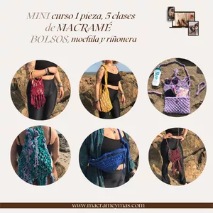 Imagen de portada para Curso online Curso 6 en 1 de bolsos, mochila y riñonera macramé