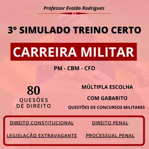Imagem de capa para o Ebook 3º SIMULADO TREINO CERTO - CARREIRA MILITAR
