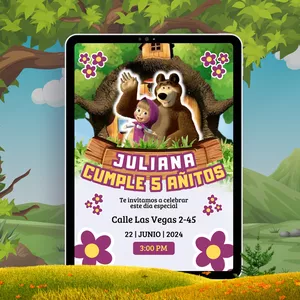 Imagen de portada para Ebook Plantilla de Invitación de Cumpleaños de Masha y el oso
