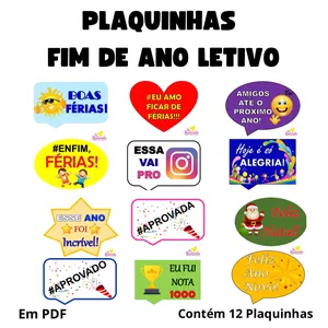 Imagem de capa para o Ebook Plaquinhas Fim de Ano Letivo