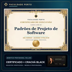 Imagem do curso 🔥 BOLSA 100% [APLICADA] - [MATRÍCULA] CURSO DE FORMAÇÃO EM PADRÕES DE PROJETO DE SOFTWARE - ACESSO VITALÍCIO - CRACHÁ BLACK + REGISTRO - CASHBACK R$ 25 - BÔNUS APOSTILA EXTRA - FP
