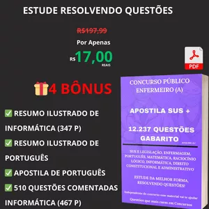 Imagem de capa para o Curso online KIT EM PDF PARA SER APROVADO EM CONCURSO PÚBLICO ENFERMEIRO (A)