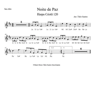 Imagem de capa para o Curso online 🎼 Noite de Paz ( Harpa Cristã 120 ) Sax Alto - Partitura Fácil + Playback