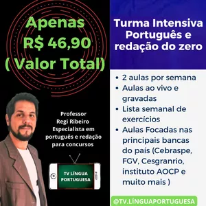 Imagem de capa para o Curso online Turma  on-line intensiva  Português e redação do zero 
