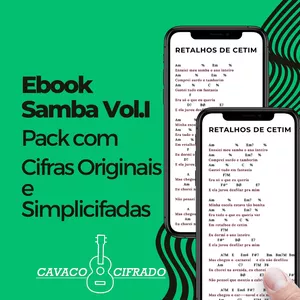 Imagem de capa para o Ebook Ebook Cavaco Cifrado - Samba Vol. I (Acordes Originais e Simplificados)