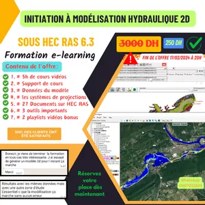 Image de couverture pour le Cours en ligne Initiation à la Modélisation hydraulique 2D sous HEC RAS 6.3