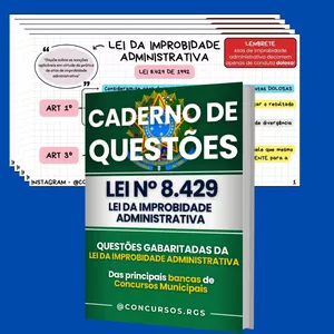 Imagem de capa para o Ebook LEI DA IMPROBIDADE ADMINISTRATIVA (Lei 8.429) - Mapa Mental + Caderno de Questões