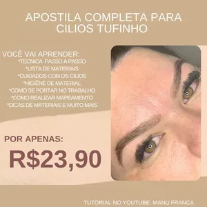 Imagem de capa para o Ebook Apostila de Cílios Tufinho - PASSO A PASSO