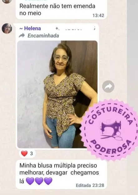 Ela conseguiu costurar sua própria blusa