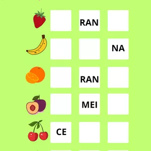 Imagem de capa para o Ebook Cruzadinha das frutas + letras e números móveis 