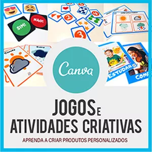 Imagem de capa para o Curso online  Jogos e atividades criativas no Canva.