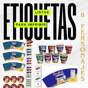 Imagen de portada para Ebook Etiquetas SAJA BOYS &amp; HUNTRIX para sopa instantánea vaso y tapa 8 personajes.