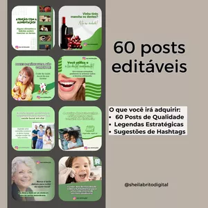 Imagem de capa para o Curso online Pacote de 60 Posts com Legendas e Hashtags para Dentistas e Clínicas Odontológicas