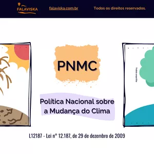 Imagem de capa para o Ebook Resumo Visual da PNMC (Política Nacional sobre a Mudança do Clima) + Bônus: 40 questões + Fundo Clima