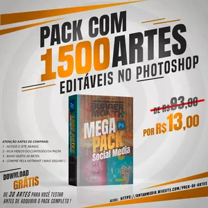 Imagem de capa para o Curso online PACK 1500 ARTES EDITAVEIS EM PHOTOSHOP 
