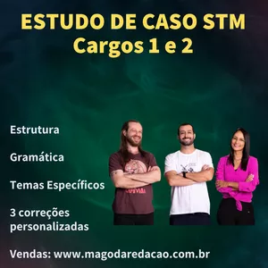 Imagem de capa para o Curso online Discursiva STM cargos 1 e 2 com 3 correções personalizadas
