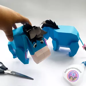 Imagem de capa para o Ebook Burrinho Ló (desenho ursinho Pooh) - Boneco de papel papertoy