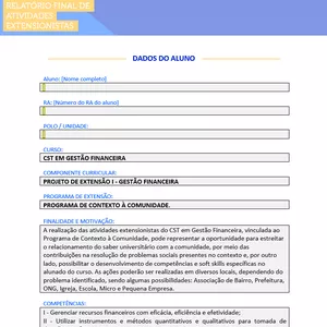Imagem de capa para o Ebook Portfólio PROJETO DE EXTENSÃO I - GESTÃO FINANCEIRA