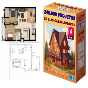 Imagem de capa para o Ebook 245.000 Projetos Prontos de Casas 2D e 3D AutoCad