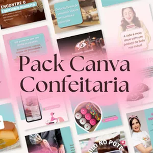 Imagem de capa para o Curso online Pack Canva Confeitaria