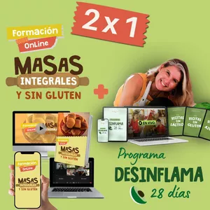 Imagen de portada para Curso online 2x1  - Formación Masas Integrales y Sin Gluten + Programa DESINFLAMA 28 Días 