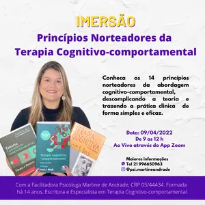 Imagem de capa para o Evento online IMERSÃO - Princípios Norteadores do Tratamento em Terapia Cognitivo-comportamental