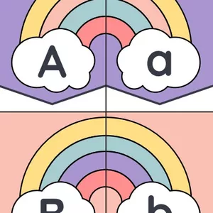 Imagem de capa para o Ebook "Bandeirolas do Alfabeto para Sala de Aula em Estilo Arco-Íris Colorido"