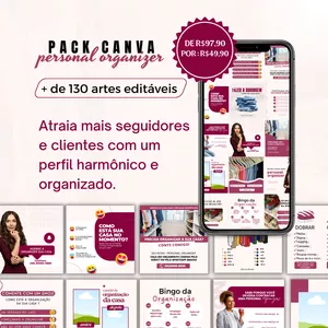 Imagem de capa para o Curso online Pack Canva Personal Organizer 