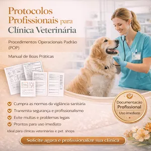 Imagem de capa para o Curso online PACK COM 81 DOCUMENTOS: POP'S CLÍNICA VETERINÁRIA, MANUAL DE BOAS PRÁTICAS, FICHAS DE  ANAMNESE E FICHAS DE CONTROLE