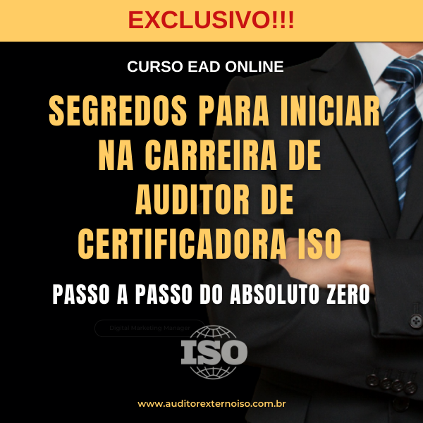 Imagem do curso SEGREDOS PARA INICIAR NA CARREIRA DE AUDITOR DE CERTIFICADORAS ISO (AUDITORIAS DE 3ª PARTE)