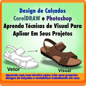 Imagem de Design de Calçados CorelDRAW e Photoshop aprenda técnicas para aplicar em seus projetos  criado por Nildo na hotmart