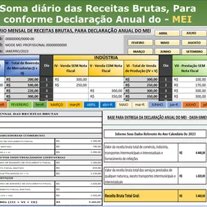 Imagem de capa para o Ebook Planilha Relatório mensal de Receitas Brutas. Declaração Anual do MEI.