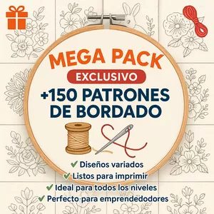 Imagen de portada para Curso online 🎁 Mega Pack Exclusivo: +150 Patrones de Bordado 🧵