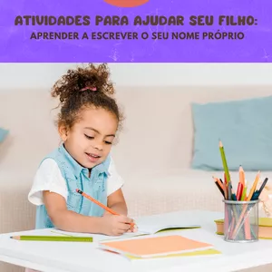 Imagem de capa para o Ebook 8 atividades para ajudar seu filho:  aprender a escrever o seu nome próprio 