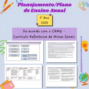 Imagem de capa para o Ebook Planejamento de acordo com o CRMG – 1º Ano do Ensino Fundamental - 2025