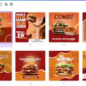 Imagem de capa para o Ebook PACK ARTES CANVA HAMBURGUERIA 1