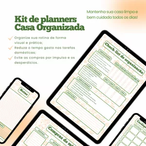 Imagem de capa para o Ebook Kit Organização da Casa – Planner, Lista de Compras e Cardápio Semanal