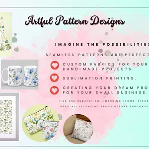 Cover image for Online course  100 Floral Seamless Pattern, Watercolor Boho Pattern for Commercial Use and 3D texture for games