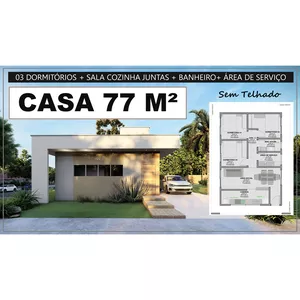 Imagem de capa para o Ebook  PROJETO DE CASA 77 M2 | ARQUITETÔNICO + IMAGENS 3D +ARQUIVOS EM DWG, IFC E PDF