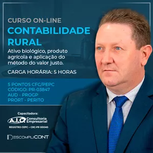 Imagem do curso CURSO ON-LINE CONTABILIDADE RURAL Ativo biológico, produto agrícola e aplicação do método do valor justo