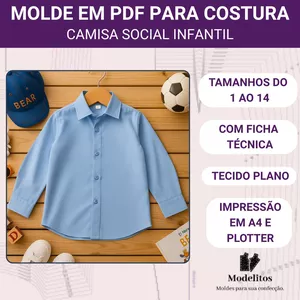Imagem de capa para o Ebook Molde em PDF Camisa Social Infantil - 1 a 14