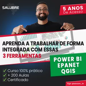 Imagem de capa para o Curso online PROGRAMA SALUBRE PRO (QGIS+POWER BI+EPANET)