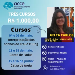 Imagem de capa para o Evento presencial Combo dos 3 cursos (Interpretação dos Sonhos de Freud x Jung, Contos de Fadas, Caixa de Areia)